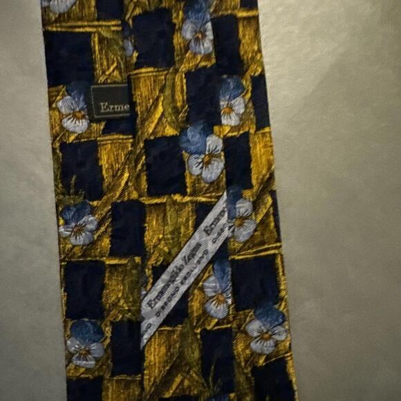 Ermenegildo Zegna Neck Tie 56” Geometrical Mens Floral - Picture 4 of 4